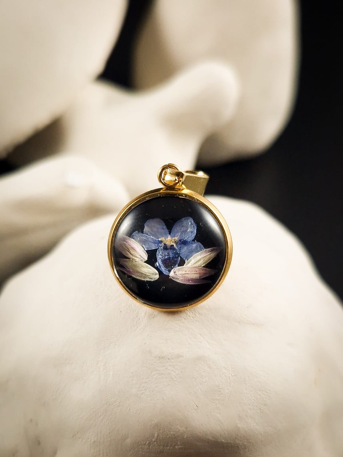 Wildblüten Medaillon Klein • Grasblüte & Vergissmeinnicht